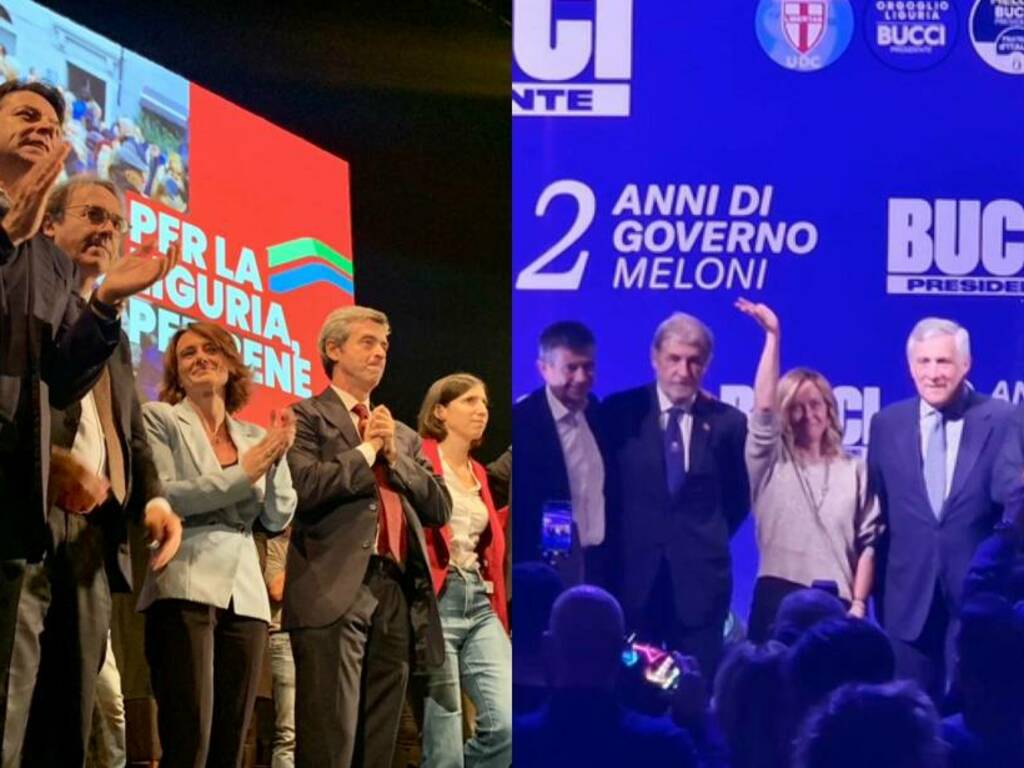 Regionali, Bucci e Orlando chiudono le campagne elettorali con platee piene e big nazionali sul palco