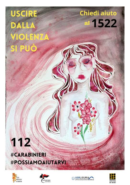 manifesti studenti e carabinieri sul violenza donne