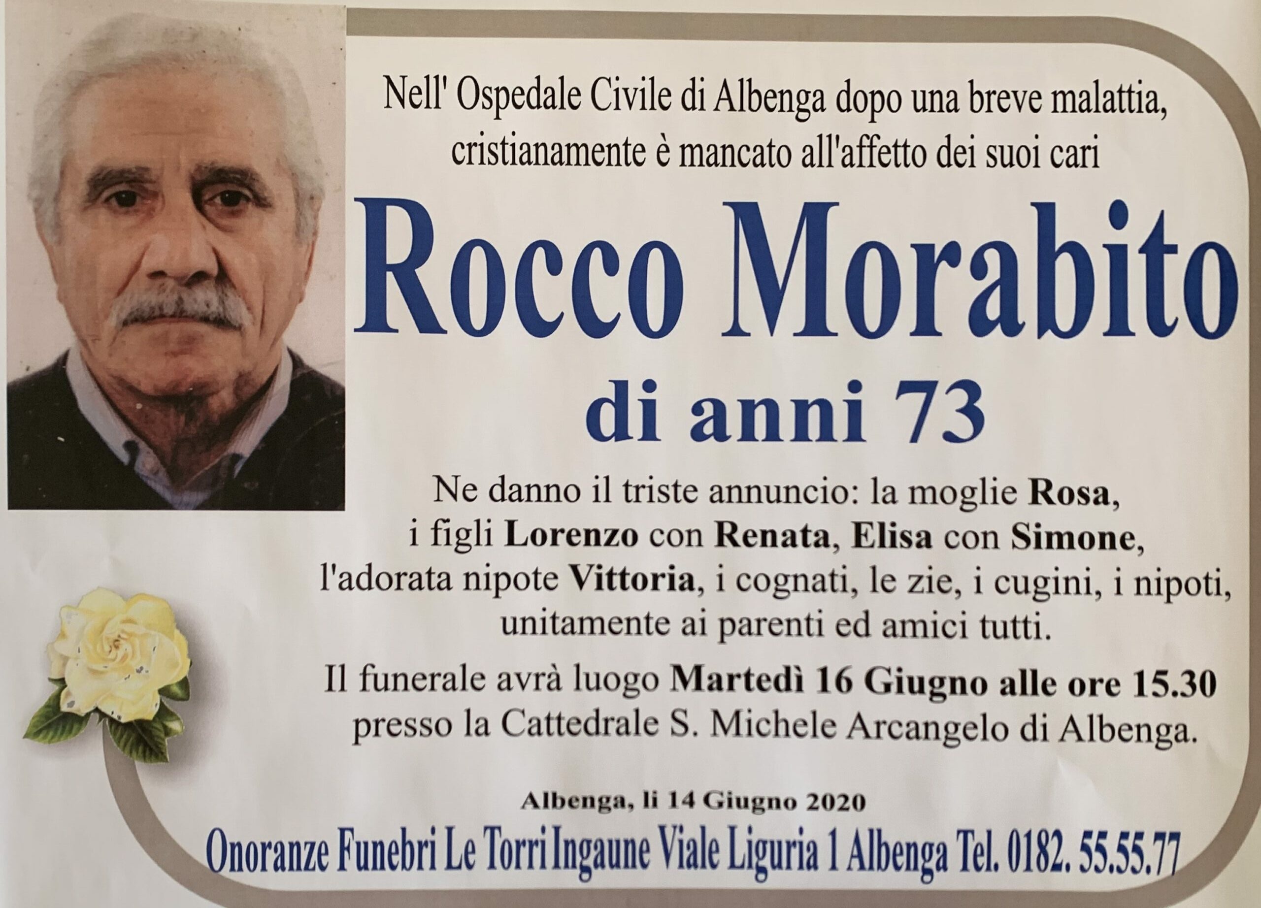 Necrologio Rocco Morabito di anni 73 - Il Vostro Giornale - Necrologie  IVG.it